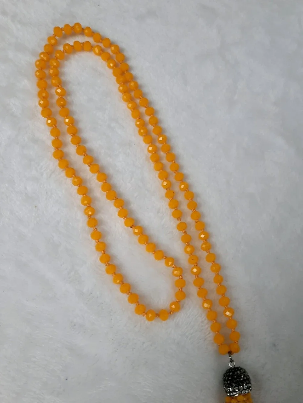 Yellow Beaded Tassel Necklace